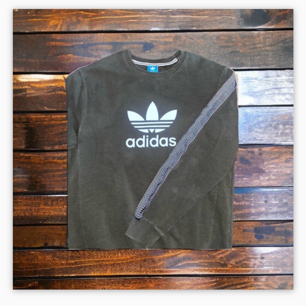 Unique -Rare-Vintage Thick Weave Adidas Sweatshirt -Washed Olive Green-Sz3XL-EUC - Picture 4 of 16